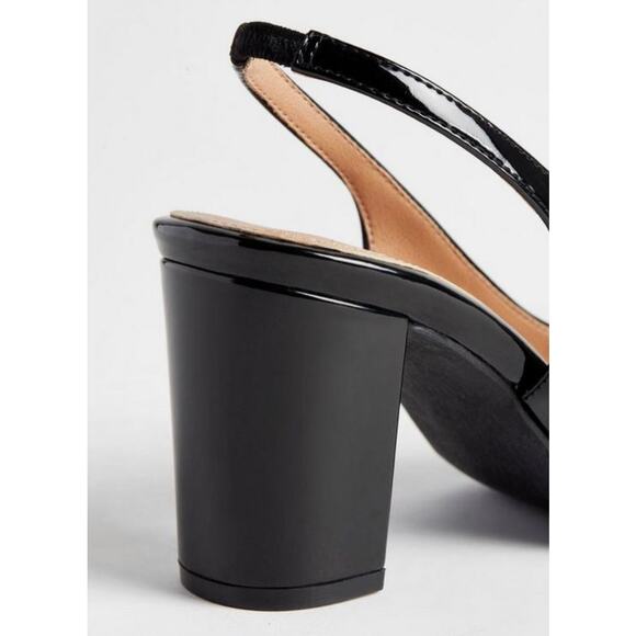 TORRID Women's Slingback Squared Toe Block Heel Black Patent Size 9.5WW - Picture 6 of 11